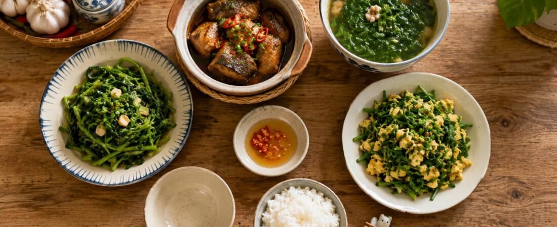 Mâm cơm gia đình Việt: nguyên tắc cân bằng & gợi ý dễ nấu