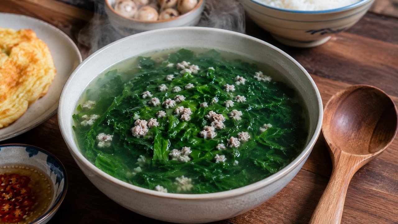 Canh rau ngót nấu thịt bằm ngọt mát, 10 phút là xong