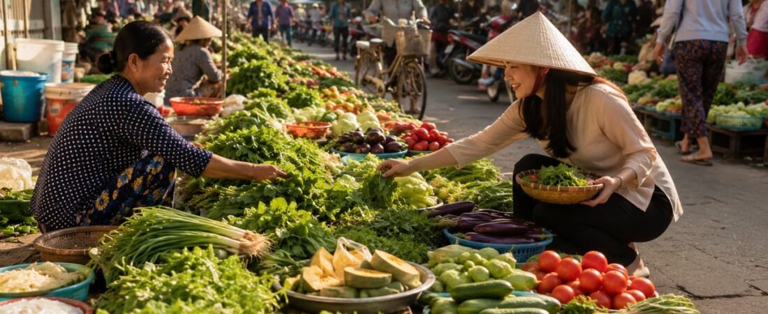 Đi chợ quê cùng mẹ