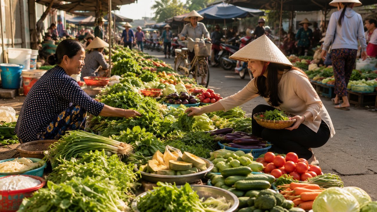 Đi chợ quê cùng mẹ