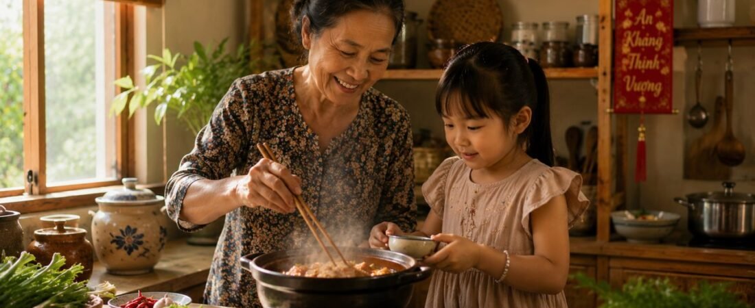 Học nấu món của bà