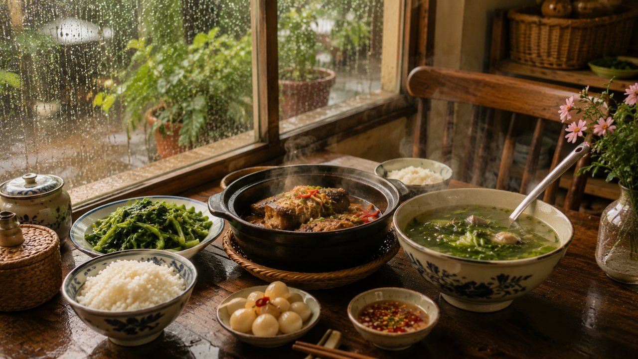 Mâm cơm ngày mưa